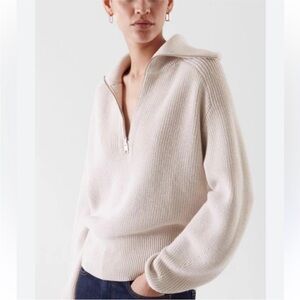 COS Cream Quarter Zip Sweater